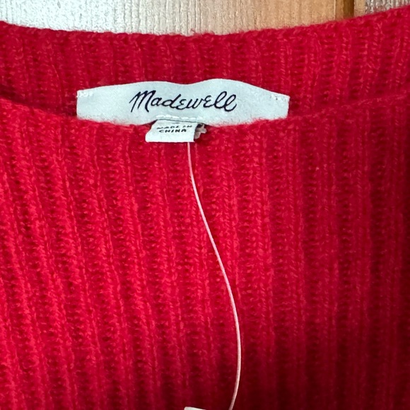 NWT Madewell SoftWool Square-Neck Pullover Sweater Red Bright Cherry S $128 - Picture 3 of 5